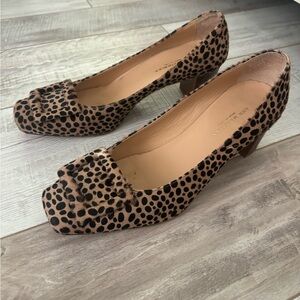 ANN MASHBURN Leopard Spot Low Heel Pumps - Tan and Black